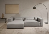 LeGer Home by Lena Gercke Ecksofa »PIARA XXL, Big-Sofa in Cord oder Leinenoptik, L-Form, mit Kedernaht«, wahlweise Ottomane rechts/links, schwarze Füsse, extra tiefe Sitzfläche