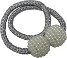 GARDINIA Raffhalter »Raffhalter Flex-V mit Magnet«, (2 St.), mit gewebten Band mit Kugeln in Perlenoptik