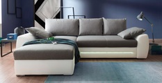 Jockenhöfer Gruppe, Jockenhöfer Gruppe Ecksofa, inklusive LED-Beleuchtung, mit Bettfunktion und Bettkasten, Recamiere links oder rechts montierbar, inklusive loser Kissen, frei im Raum stellbar