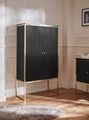 Guido Maria Kretschmer Home&Living Highboard »Woodly«, modernes Design, mit goldfarbenen Absätzen, viel Stauraum