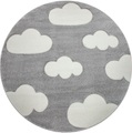 Paco Home Kinderteppich »Cosmo 342«, rund, 18 mm Höhe, 3D-Design, niedliches Wolken Motiv, Pastell-Farben, Kinderzimmer