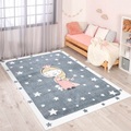 Carpet City Kinderteppich »ANIME893«, rechteckig, 11 mm Höhe, Kinderzimmer Teppich Modern mit Mond, Blumen, Wolken, Creme, Multi