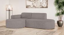 GOODproduct Ecksofa »ADELLA XL Design-Sofa mit Recamiere rechts/links, 263/159/76 cm« L-Form XL mit Wellenunterfederung, runde Form, auch in Cord