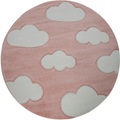 Paco Home Kinderteppich »Cosmo 342«, rund, 18 mm Höhe, 3D-Design, niedliches Wolken Motiv, Pastell-Farben, Kinderzimmer