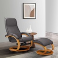 Home affaire Relaxsessel »Paris TV-Sessel, Liegesessel, manuell verstellbar,«, (Set, 2 St., bestehend aus Sessel und Hocker), Microfase, NaturLEDER, Webstoff, Sitzhöhe 46 cm