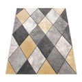 Paco Home Teppich »Lara 238«, rechteckig, 18 mm Höhe, Kurzflor, buntes Rauten Muster, Pastell-Farben, handgefertigter Konturenschnitt, ideal in Wohnzimmer & Schlafzimmer