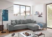 ED EXCITING DESIGN Ecksofa »Scott L-Form«, frei im Raum stellbar, mit Bettkasten, Schlaffunktion und 8 Kissen
