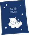 Unicade, Unicade Babydecke »Unicade® Bär auf Wolke«, Individuelle, mit Ihrem Wunschnamen und Geburtsdatum gewebte Babydecke (personalisiert)