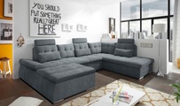 ED EXCITING DESIGN Wohnlandschaft »Nalo U-Form«, mit Bettfunktion, Bettkasten, Kopfstützen, Nierenkissen etc.