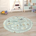Paco Home Kinderteppich »Chicos 550«, rund, 2 mm Höhe, Flachgewebe, Strassen-Spiel-Teppich, Kinderzimmer