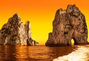 Papermoon Fototapete »CAPRI-INSEL-FARAGLIONI FELSEN GROTTE MEER KLIPPEN SONNE«, Vliestapete, hochwertiger Digitaldruck, inklusive Kleister
