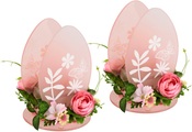 I.GE.A. Teelichthalter »Ei«, 2er Set Windlicht Osterhase Glas Holz Kerzenleuchter Frühlingskranz 3D