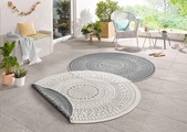 NORTHRUGS Teppich »Porto«, rund, 5 mm Höhe, In-und Outdoor geeignet, Wohnzimmer, Balkon, Terrasse, Garten, Robust, Pflegeleicht, Flachgewebe, Wendbar