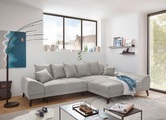 ED EXCITING DESIGN Ecksofa »Scott L-Form«, frei im Raum stellbar, mit Bettkasten, Schlaffunktion und 8 Kissen