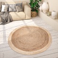 Paco Home Teppich »Viborg 594«, rund, 9 mm Höhe, 100% Naturfaser, handgearbeitet, mit Bordüre, Boho-Style, Wohnzimmer
