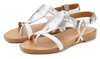 LASCANA Sandale, Sandalette, Sommerschuh aus hochwertigem Leder mit Metallic Optik