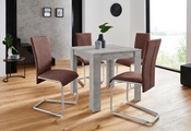 HOMEXPERTS, Homexperts Essgruppe »Nick1-Mulan«, (Set, 5 tlg.), Tisch in Beton-Optik, Breite 80 cm