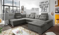 ED EXCITING DESIGN Wohnlandschaft »Nalo U-Form«, mit Bettfunktion, Bettkasten, Kopfstützen, Nierenkissen etc.