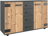 Ti`me Kommode 130/83/41 cm , Stockholm , Graphitfarben, Fichtefarben , Holzwerkstoff , 2 Fächer , 130x83x41 cm , Dekorfolie,Nachbildung , Typenauswahl, Beimöbel erhältlich,Typenauswahl, Beimöbel erhältlich,Typenauswahl, Beimöbel erhältlich , 0