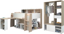 Parisot Jugendzimmer-Set »Parisot Lucas 11«, (2 tlg.), Schreibtisch ausziehbar, Kleiderschrank offen, Ablagen und Regale