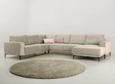 Places of Style Wohnlandschaft »XXL Sofa Oland, Struktur, Flachgewebe, Luxus-Microfaser, Boucle«, U-Form, 342 cm, Wellenunterfederung, Skandi-Design, Metallfüsse