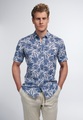 ETERNA KURZARM HEMD SLIM FIT UPCYCLING SHIRT LEINEN BLAU/WEISS
