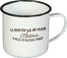 Ambiente Haus, Ambiente Haus Tasse »Becher DE FLEUR aus Emaille in Antikweiss«, (1 tlg.)
