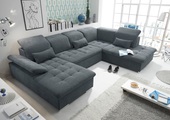 Wohnlandschaft «Wayne», 340 x 188/240 cm, anthrazit