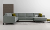 Places of Style Wohnlandschaft »XXL Sofa Oland, Struktur, Flachgewebe, Luxus-Microfaser, Boucle«, U-Form, 342 cm, Wellenunterfederung, Skandi-Design, Metallfüsse