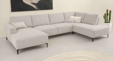 Home affaire Wohnlandschaft »Tournon U-Form, XXL Sofa, Breite 333 cm, Webstoff, Chenille«, Designsofa im nordischen Stil, Wellenunterfederung, Metallfüsse