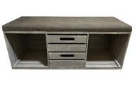 HOLZ ZOLLHAUS, Holz Zollhaus - Bank mit Schubladen, Vintage Grau, 90 x 55 cm