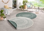 NORTHRUGS Teppich »Porto«, rund, 5 mm Höhe, In-und Outdoor geeignet, Wohnzimmer, Balkon, Terrasse, Garten, Robust, Pflegeleicht, Flachgewebe, Wendbar