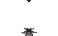 Hängelampe Duplici, Stecker, schwarz, Bambus, Ø 57 cm
