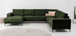 Places of Style Wohnlandschaft »XXL Sofa Oland, Struktur, Flachgewebe, Luxus-Microfaser, Boucle«, U-Form, 342 cm, Wellenunterfederung, Skandi-Design, Metallfüsse