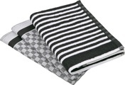 ROSS Geschirrtuch »Exclusiv«, (Set, 3 tlg.), 1x Küchen-Frottiertuch 50x50 cm Streifen und 2 Geschirrtücher 50x70 cm mit Karodesign
