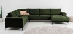 Places of Style Wohnlandschaft »XXL Sofa Oland, Struktur, Flachgewebe, Luxus-Microfaser, Boucle«, U-Form, 342 cm, Wellenunterfederung, Skandi-Design, Metallfüsse