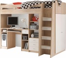 Begabino Hochbett, mit Kleiderschrank, Schreibtisch und Schubladen