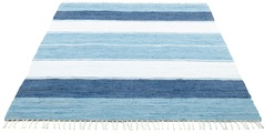 THEKO Teppich »Stripe Cotton«, rechteckig, 5 mm Höhe, Flachgewebe, reine Baumwolle, handgewebt, mit Fransen, Wohnzimmer