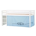 Hoppekids, Hoppekids Hochbett »ECO Dream, Kinderbett, Spielbett, Halbhohes Bett aus Massivholz«, inkl. Vorhang-Set Auto Blau, Bettgrösse & Matratze wählbar