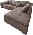 INOSIGN Ecksofa, mit Bettfunktion und Bettkasten, inklusive loser Zier- und Rückenkissen, Ottomane links oder rechts montierbar