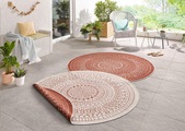 NORTHRUGS Teppich »Porto«, rund, 5 mm Höhe, In-und Outdoor geeignet, Wohnzimmer, Balkon, Terrasse, Garten, Robust, Pflegeleicht, Flachgewebe, Wendbar