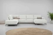 Places of Style Wohnlandschaft »XXL Sofa Oland, Struktur, Flachgewebe, Luxus-Microfaser, Boucle«, U-Form, 345 cm, Wellenunterfederung, Skandi-Design, Metallfüsse