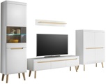 INOSIGN Wohnwand »Torge, Anbauwand, Schrankwand, Mediawand, Wohnzimmer-Set«, (Set, 4 St.), enthält 1 Vitrine, 1 Lowboard, 1 Highboard + 1 Wandboard, 360 cm breit