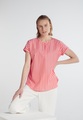 ETERNA KURZARM BLUSE MODERN CLASSIC POPELINE KORALLE/WEISS GESTREIFT