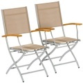 MERXX Gartensessel »Naxos«, (2er Set), Eukalyptusholz/Textil, klappbar, grau