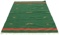 morgenland Wollteppich »Kelim Teppich handgewebt grün«, rechteckig, 6 mm Höhe, Kurzflor