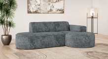 GOODproduct Ecksofa »ADELLA Design-Sofa mit Recamiere rechts/links, 248/159/76 cm« L-Form mit Wellenunterfederung, runde Form, auch in Cord