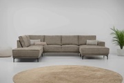 Places of Style Wohnlandschaft »XXL Sofa Oland, Struktur, Flachgewebe, Luxus-Microfaser, Boucle«, U-Form, 345 cm, Wellenunterfederung, Skandi-Design, Metallfüsse
