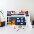 Hoppekids Hochbett »«Creator Orion Blue»«, Rutsche & Vorhang Blau und viel Auswahl