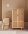 LeGer Home by Lena Gercke, LeGer Home by Lena Gercke Highboard »Lina«, Mit Rattan Einsatz, 3 Innenfächer, teilmassiv